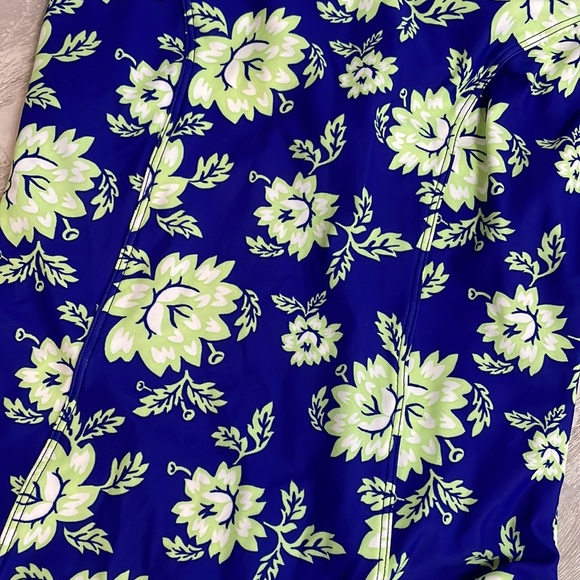 NWT Water Girl Slide T 1 Piece Blue Green Floral Swimsuit XL - Picture 2 of 6